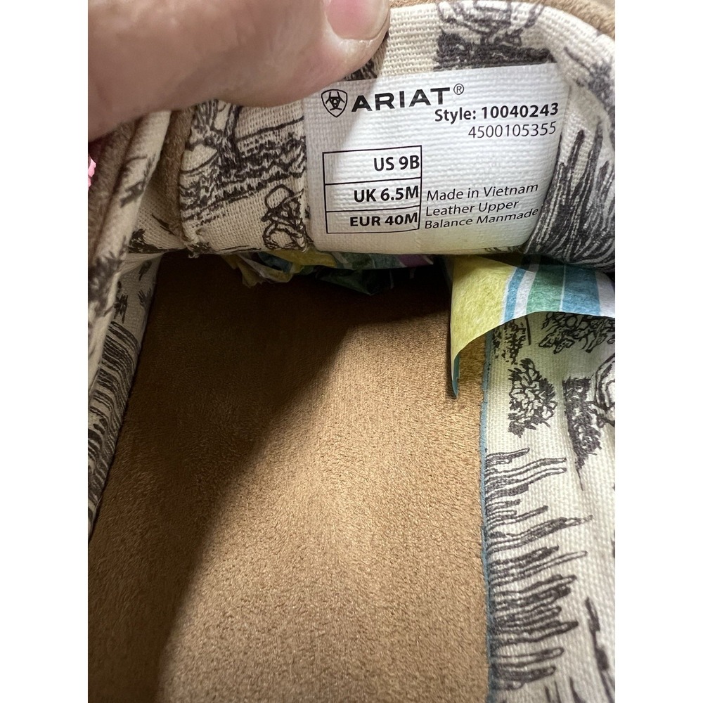 Ariat Shoes Womens 9 B Hilo Floral Embossed Moc Sneakers Brown Suede Casual - Picture 8 of 9